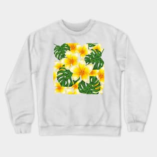 Plumeria with Monstera Leaves Crewneck Sweatshirt